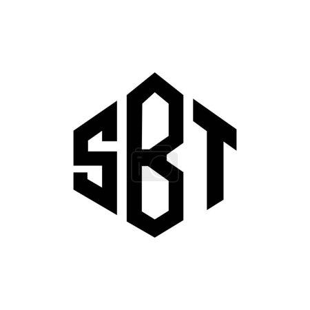 Illustration for SBT letter logo design with polygon shape. SBT polygon and cube shape logo design. SBT hexagon vector logo template white and black colors. SBT monogram, business and real estate logo. - Royalty Free Image