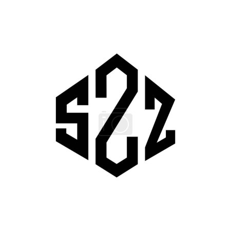 Illustration for SZZ letter logo design with polygon shape. SZZ polygon and cube shape logo design. SZZ hexagon vector logo template white and black colors. SZZ monogram, business and real estate logo. - Royalty Free Image
