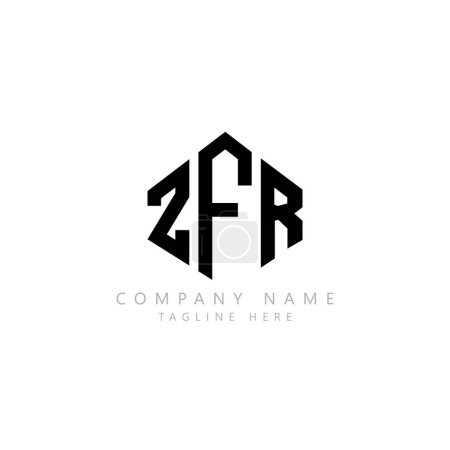 Illustration for ZFR letter logo design with polygon shape. ZFR polygon and cube shape logo design. ZFR hexagon vector logo template white and black colors. ZFR monogram, business and real estate logo. - Royalty Free Image
