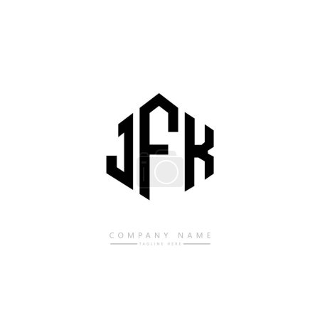 Illustration for JFK letter logo design with polygon shape. JFK polygon and cube shape logo design. JFK hexagon vector logo template white and black colors. JFK monogram, business and real estate logo. - Royalty Free Image