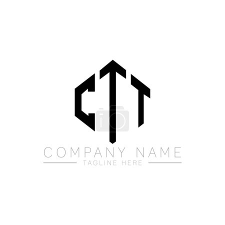 Illustration for CTT letter logo design with polygon shape. CTT polygon and cube shape logo design. CTT hexagon vector logo template white and black colors. CTT monogram, business and real estate logo. - Royalty Free Image