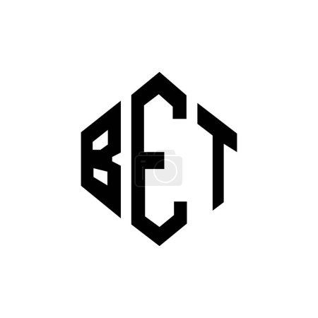 Illustration for BET letter logo design with polygon shape. BET polygon and cube shape logo design. BET hexagon vector logo template white and black colors. BET monogram, business and real estate logo. - Royalty Free Image
