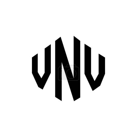 Illustration for VNV letter logo design with polygon shape. VNV polygon and cube shape logo design. VNV hexagon vector logo template white and black colors. VNV monogram, business and real estate logo. - Royalty Free Image