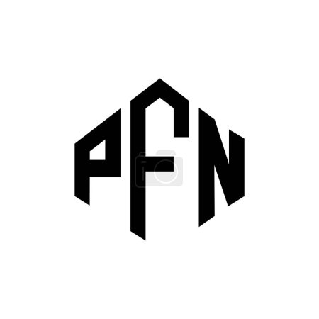 Ilustración de Diseño del logotipo de la letra PFN con forma de polígono. Diseño del logotipo en forma de polígono y cubo PFN. Plantilla de logotipo de vector de hexágono PFN colores blanco y negro. Monograma PFN, logotipo de negocios e inmuebles. - Imagen libre de derechos