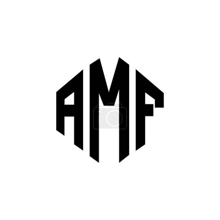 Ilustración de Diseño del logotipo de la letra AMF con forma de polígono. Diseño de logotipo en forma de polígono y cubo AMF. Plantilla de logotipo AMF hexágono vector blanco y negro colores. Monograma AMF, logotipo de negocios e inmuebles. - Imagen libre de derechos