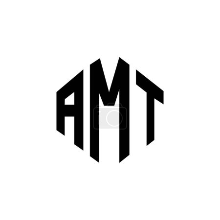 Illustration for AMT letter logo design with polygon shape. AMT polygon and cube shape logo design. AMT hexagon vector logo template white and black colors. AMT monogram, business and real estate logo. - Royalty Free Image