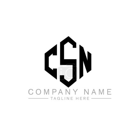 Illustration for CSN letter logo design with polygon shape. CSN polygon and cube shape logo design. CSN hexagon vector logo template white and black colors. CSN monogram, business and real estate logo. - Royalty Free Image