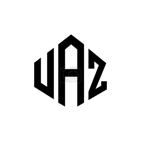 Ilustración de Diseño del logotipo de la letra UAZ con forma de polígono. Diseño del logo en forma de polígono y cubo de UAZ. Plantilla de logotipo de vector hexágono UAZ colores blanco y negro. Monograma de UAZ, logotipo de negocios e inmuebles. - Imagen libre de derechos