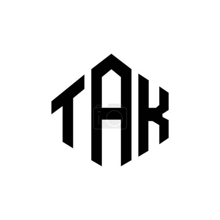 Illustration for TAK letter logo design with polygon shape. TAK polygon and cube shape logo design. TAK hexagon vector logo template white and black colors. TAK monogram, business and real estate logo. - Royalty Free Image