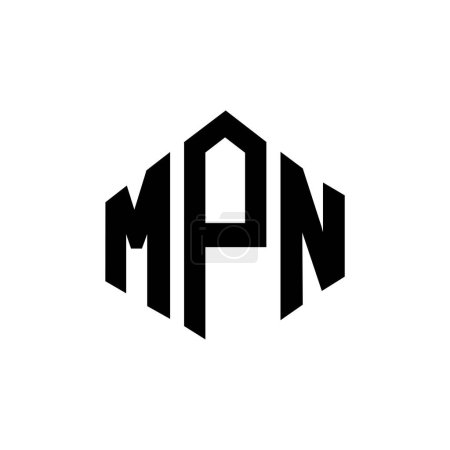 Ilustración de MPN letter logo design with polygon shape. MPN polygon and cube shape logo design. MPN hexagon vector logo template white and black colors. MPN monogram, business and real estate logo. - Imagen libre de derechos