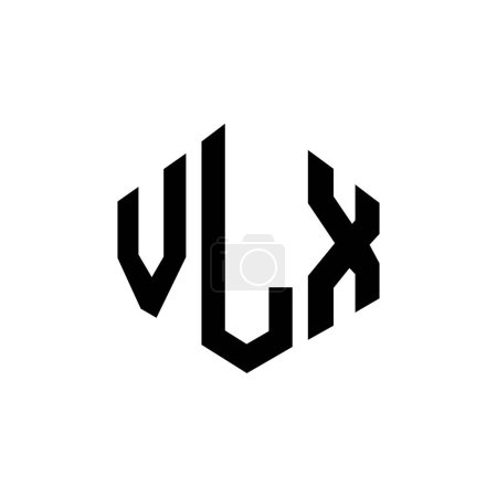 Illustration for VLX letter logo design with polygon shape. VLX polygon and cube shape logo design. VLX hexagon vector logo template white and black colors. VLX monogram, business and real estate logo. - Royalty Free Image