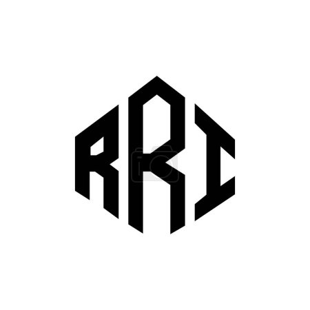 Illustration for RRI letter logo design with polygon shape. RRI polygon and cube shape logo design. RRI hexagon vector logo template white and black colors. RRI monogram, business and real estate logo. - Royalty Free Image