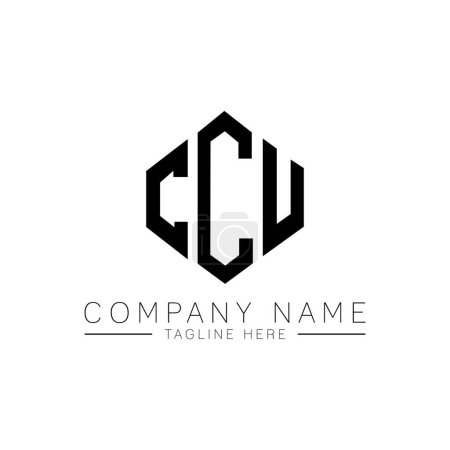 Illustration for CCU letter logo design with polygon shape. CCU polygon and cube shape logo design. CCU hexagon vector logo template white and black colors. CCU monogram, business and real estate logo. - Royalty Free Image