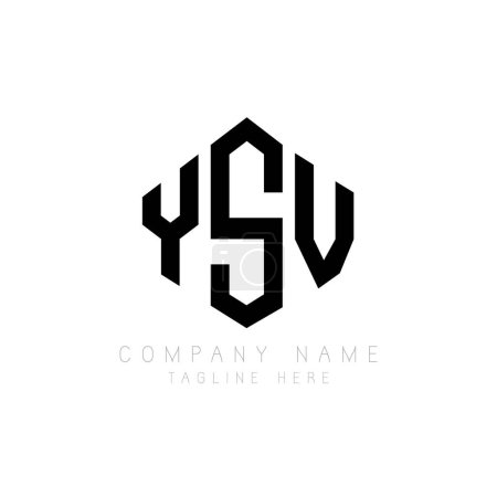 Ilustración de Diseño del logotipo de la letra YSV con forma de polígono. Diseño de logotipo de forma de polígono y cubo YSV. Plantilla de logotipo de hexágono YSV colores blanco y negro. Monograma YSV, logotipo de negocios e inmuebles. - Imagen libre de derechos