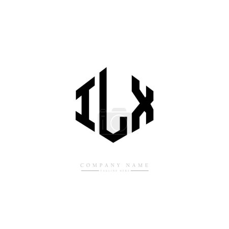 Illustration for ILX letter logo design with polygon shape. Cube shape logo design. Hexagon vector logo template white and black colors. Monogram, business and real estate logo. - Royalty Free Image