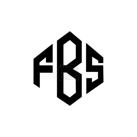 Illustration for FBS letter logo design with polygon shape. FBS polygon and cube shape logo design. FBS hexagon vector logo template white and black colors. FBS monogram, business and real estate logo. - Royalty Free Image