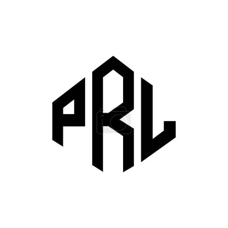 Illustration for PRL letter logo design with polygon shape. PRL polygon and cube shape logo design. PRL hexagon vector logo template white and black colors. PRL monogram, business and real estate logo. - Royalty Free Image