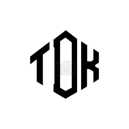 Illustration for TDK letter logo design with polygon shape. TDK polygon and cube shape logo design. TDK hexagon vector logo template white and black colors. TDK monogram, business and real estate logo. - Royalty Free Image