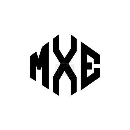 Téléchargez les illustrations : MXE lettre logo design avec forme de polygone. MXE polygone et forme de cube logo design. Modèle de logo vectoriel MXE hexagone blanc et noir. Monogramme MXE, logo commercial et immobilier. - en licence libre de droit
