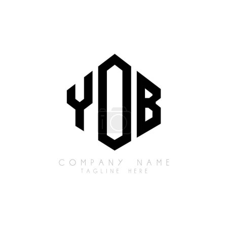 Téléchargez les illustrations : YOB lettre logo design avec forme de polygone. YOB polygone et forme de cube logo design. Modèle de logo vectoriel YOB hexagone couleurs blanches et noires. Monogramme YOB, logo commercial et immobilier. - en licence libre de droit