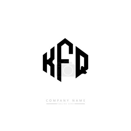 Illustration for KFQ letter logo design with polygon shape. Cube shape logo design. Hexagon vector logo template white and black colors. Monogram, business and real estate logo. - Royalty Free Image