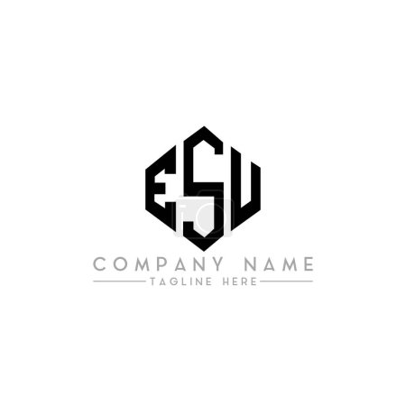 Illustration for ESU letter logo design with polygon shape. ESU polygon and cube shape logo design. ESU hexagon vector logo template white and black colors. ESU monogram, business and real estate logo. - Royalty Free Image