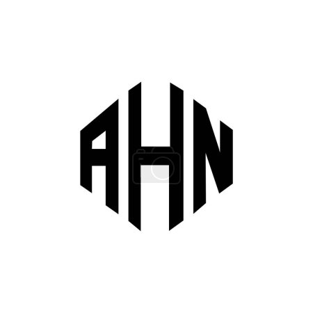 Illustration for AHN letter logo design with polygon shape. AHN polygon and cube shape logo design. AHN hexagon vector logo template white and black colors. AHN monogram, business and real estate logo. - Royalty Free Image