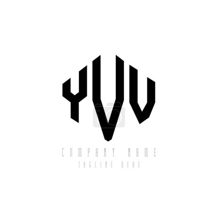 Téléchargez les illustrations : Conception de logo de lettre YVV avec la forme de polygone. Polygone YVV et logo en forme de cube. Modèle de logo vectoriel YVV hexagone blanc et noir. Monogramme YVV, logo commercial et immobilier. - en licence libre de droit