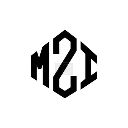 Ilustración de MZI letter logo design with polygon shape. MZI polygon and cube shape logo design. MZI hexagon vector logo template white and black colors. MZI monogram, business and real estate logo. - Imagen libre de derechos