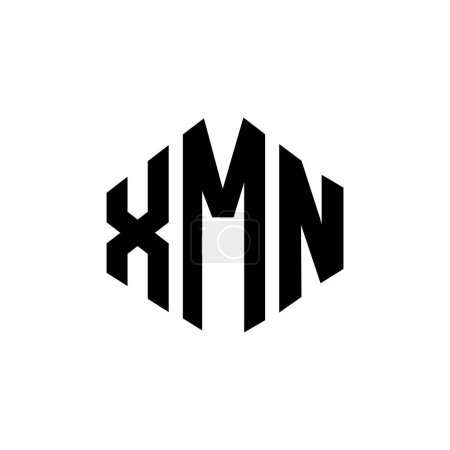 Illustration for XMN letter logo design with polygon shape. XMN polygon and cube shape logo design. XMN hexagon vector logo template white and black colors. XMN monogram, business and real estate logo. - Royalty Free Image