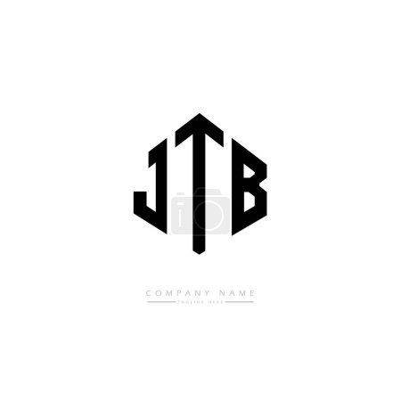 Illustration for JTB letter logo design with polygon shape. JTB polygon and cube shape logo design. JTB hexagon vector logo template white and black colors. JTB monogram, business and real estate logo. - Royalty Free Image