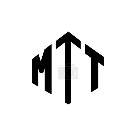 Illustration for MTT letter logo design with polygon shape. MTT polygon and cube shape logo design. MTT hexagon vector logo template white and black colors. MTT monogram, business and real estate logo. - Royalty Free Image