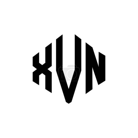 Illustration for XVN letter logo design with polygon shape. XVN polygon and cube shape logo design. XVN hexagon vector logo template white and black colors. XVN monogram, business and real estate logo. - Royalty Free Image