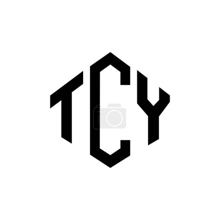 Illustration for TCY letter logo design with polygon shape. TCY polygon and cube shape logo design. TCY hexagon vector logo template white and black colors. TCY monogram, business and real estate logo. - Royalty Free Image
