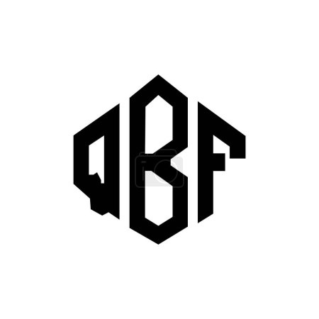 Téléchargez les illustrations : QBF lettre logo design avec forme de polygone. QBF polygone et forme de cube logo design. Modèle de logo vectoriel hexagonal QBF blanc et noir. Monogramme QBF, logo commercial et immobilier. - en licence libre de droit