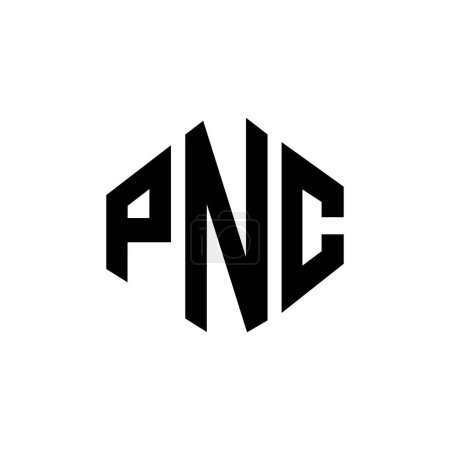 Ilustración de Diseño del logotipo de la letra PNC con forma de polígono. Diseño del logotipo en forma de polígono y cubo PNC. Plantilla PNC hexágono vector logo blanco y negro colores. Monograma PNC, logotipo de negocios e inmuebles. - Imagen libre de derechos