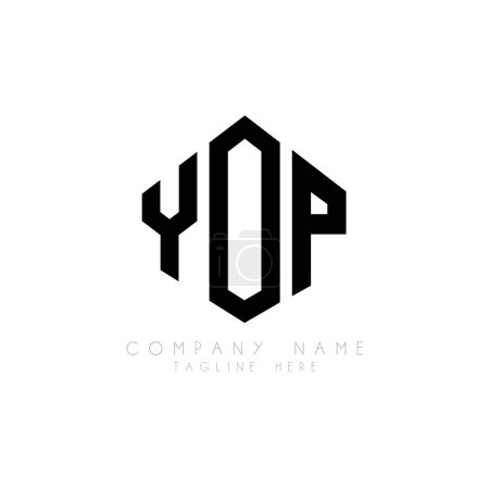 Illustration for YOP letter logo design with polygon shape. YOP polygon and cube shape logo design. YOP hexagon vector logo template white and black colors. YOP monogram, business and real estate logo. - Royalty Free Image