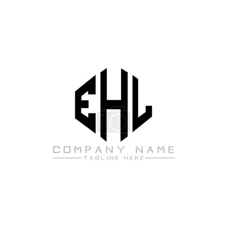 Illustration for EHL letter logo design with polygon shape. EHL polygon and cube shape logo design. EHL hexagon vector logo template white and black colors. EHL monogram, business and real estate logo. - Royalty Free Image