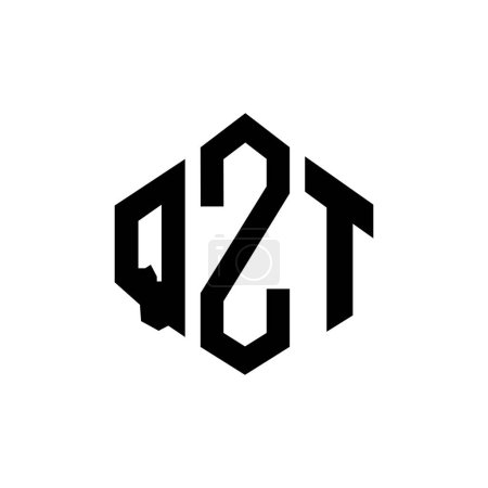Ilustración de QZT letter logo design with polygon shape. QZT polygon and cube shape logo design. QZT hexagon vector logo template white and black colors. QZT monogram, business and real estate logo. - Imagen libre de derechos