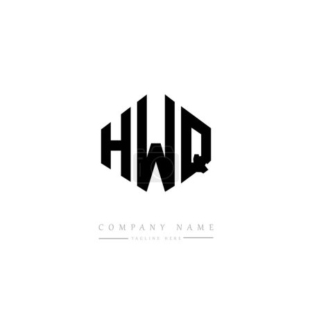 Illustration for HWQ letter logo design with polygon shape. HWQ polygon and cube shape logo design. HWQ hexagon vector logo template white and black colors. HWQ monogram, business and real estate logo. - Royalty Free Image