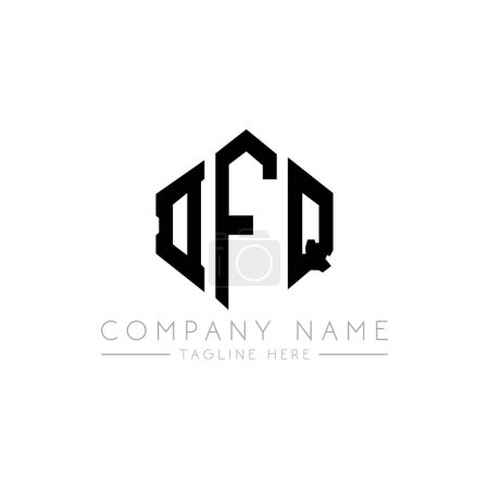 Illustration for DFQ letter logo design with polygon shape. DFQ polygon and cube shape logo design. DFQ hexagon vector logo template white and black colors. DFQ monogram, business and real estate logo. - Royalty Free Image