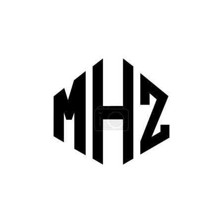 Illustration for MHZ letter logo design with polygon shape. MHZ polygon and cube shape logo design. MHZ hexagon vector logo template white and black colors. MHZ monogram, business and real estate logo. - Royalty Free Image