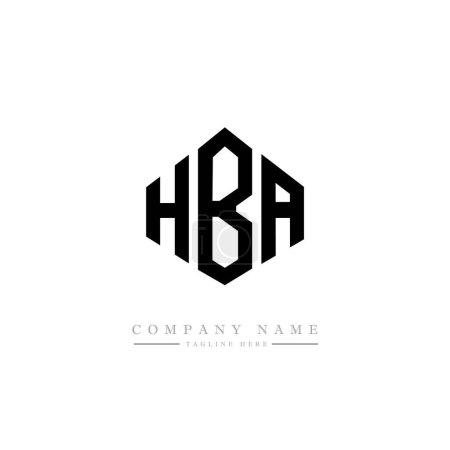 Téléchargez les illustrations : HBA lettre logo design avec forme de polygone. Logo polygone HBA et forme cubique. Modèle de logo vectoriel hexagonal HBA blanc et noir. Monogramme HBA, logo commercial et immobilier. - en licence libre de droit