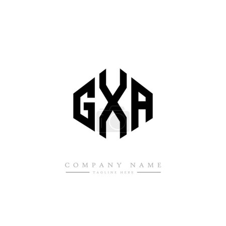 Ilustración de Diseño del logotipo de la letra GXA con forma de polígono. Diseño del logotipo en forma de cubo. Plantilla de logotipo de vector hexágono colores blanco y negro. Logotipo del monograma, del negocio y de bienes raíces. - Imagen libre de derechos