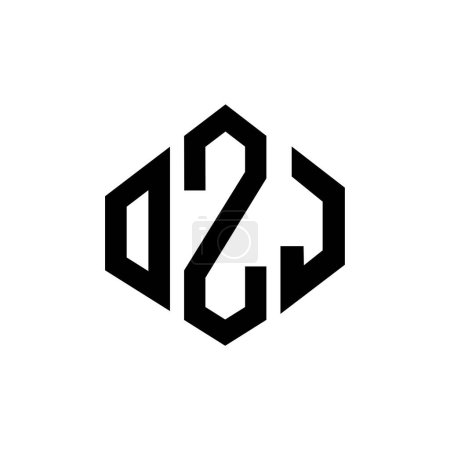 Ilustración de OZJ letter logo design with polygon shape. OZJ polygon and cube shape logo design. OZJ hexagon vector logo template white and black colors. OZJ monogram, business and real estate logo. - Imagen libre de derechos