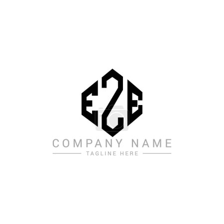 Illustration for EZE letter logo design with polygon shape. EZE polygon and cube shape logo design. EZE hexagon vector logo template white and black colors. EZE monogram, business and real estate logo. - Royalty Free Image