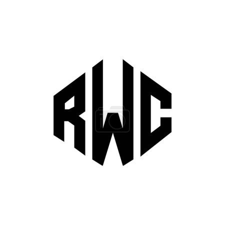 Illustration for RWC letter logo design with polygon shape. RWC polygon and cube shape logo design. RWC hexagon vector logo template white and black colors. RWC monogram, business and real estate logo. - Royalty Free Image