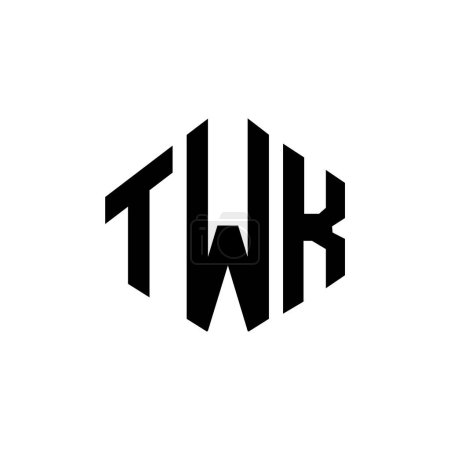 Ilustración de Diseño del logotipo de la letra TWK con forma de polígono. Diseño de logotipo en forma de polígono y cubo TWK. TWK hexágono vector logotipo plantilla blanco y negro colores. Monograma TWK, logotipo de negocios e inmuebles. - Imagen libre de derechos