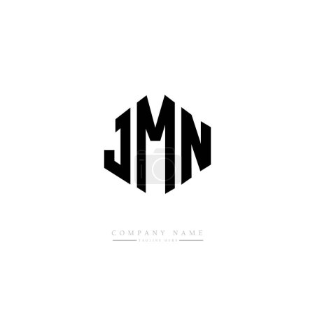 Illustration for JMN letter logo design with polygon shape. JMN polygon and cube shape logo design. JMN hexagon vector logo template white and black colors. JMN monogram, business and real estate logo. - Royalty Free Image