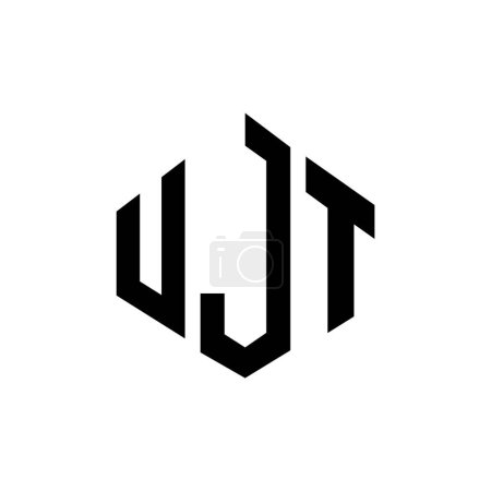Ilustración de Diseño del logotipo de la letra UJT con forma de polígono. Diseño de logotipo en forma de polígono y cubo UJT. Plantilla de logotipo de vector hexágono UJT colores blanco y negro. Monograma de UJT, logotipo de negocios y bienes raíces. - Imagen libre de derechos